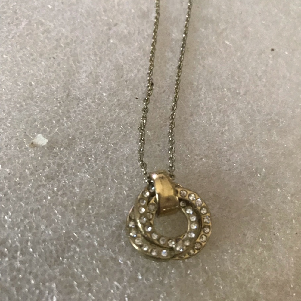Gold-Tone Crystal Double Circle Pendant Necklace